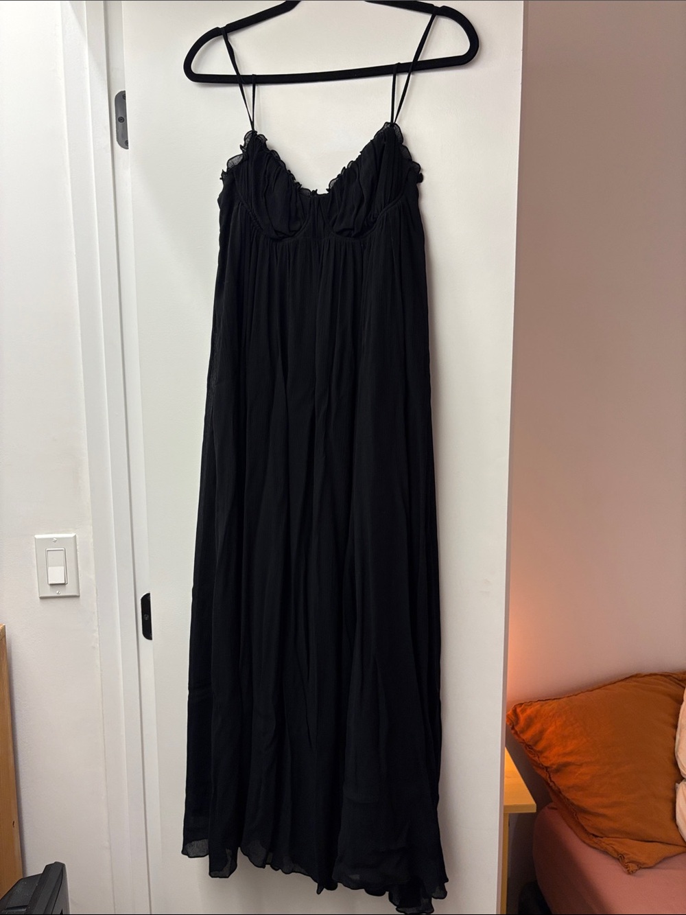 Aritzia Black Spaghetti-Strap Maxi Slip Dress